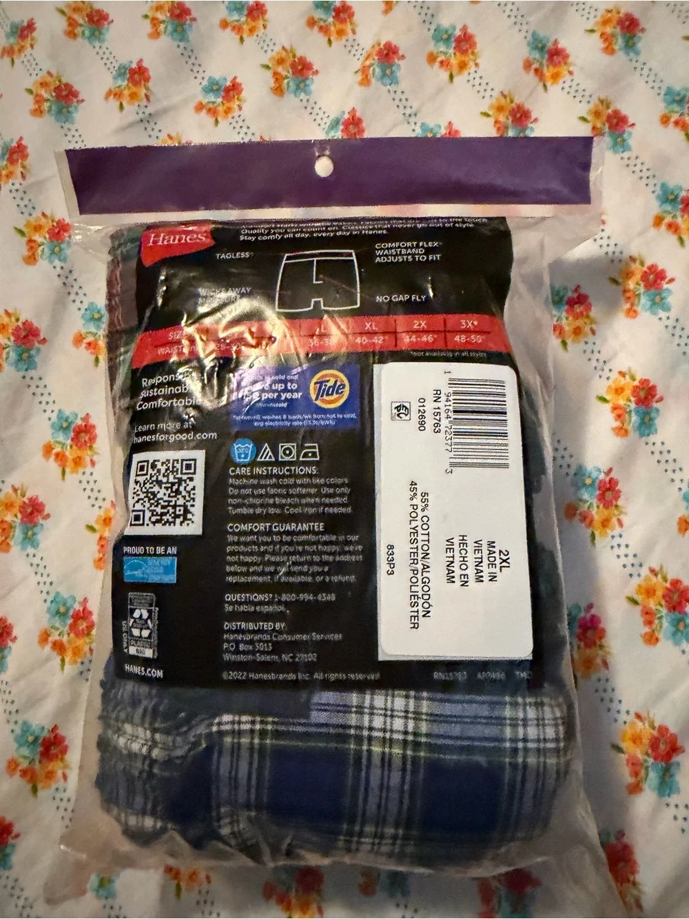 💜 Hanes Men's Woven Boxers, 3 Pack Size:2X(44-46)